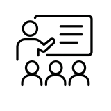 Line icon of a teacher presenting study content